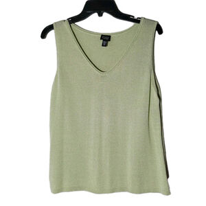 NWOT Eileen Fisher Women's XL Cotton Nylon Vest Lemon Green Sleeveless V Neck